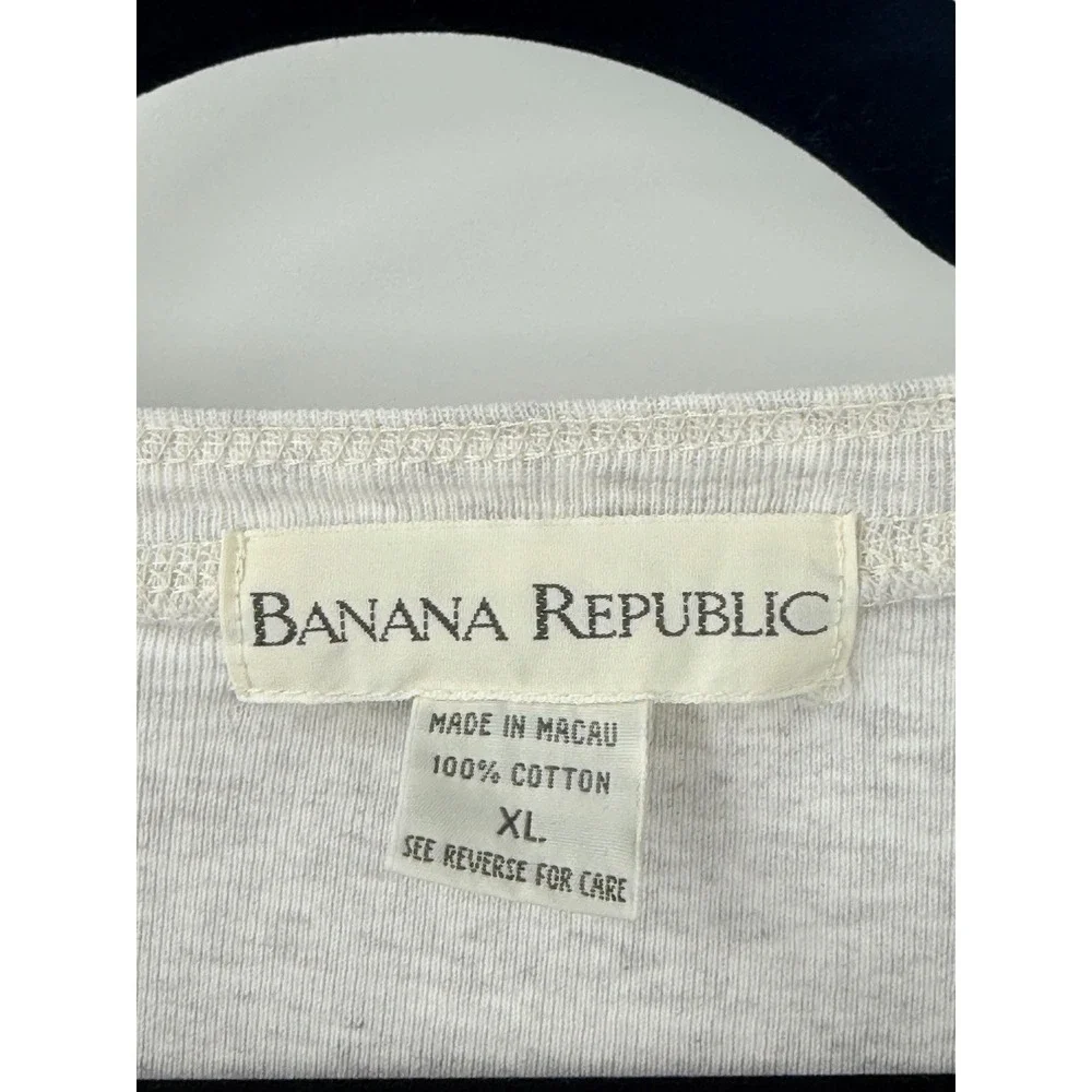 VTG 90s Banana Republic Cotton Henley shirt Mens XL Y2K Grunge Gray Long Sleeve
